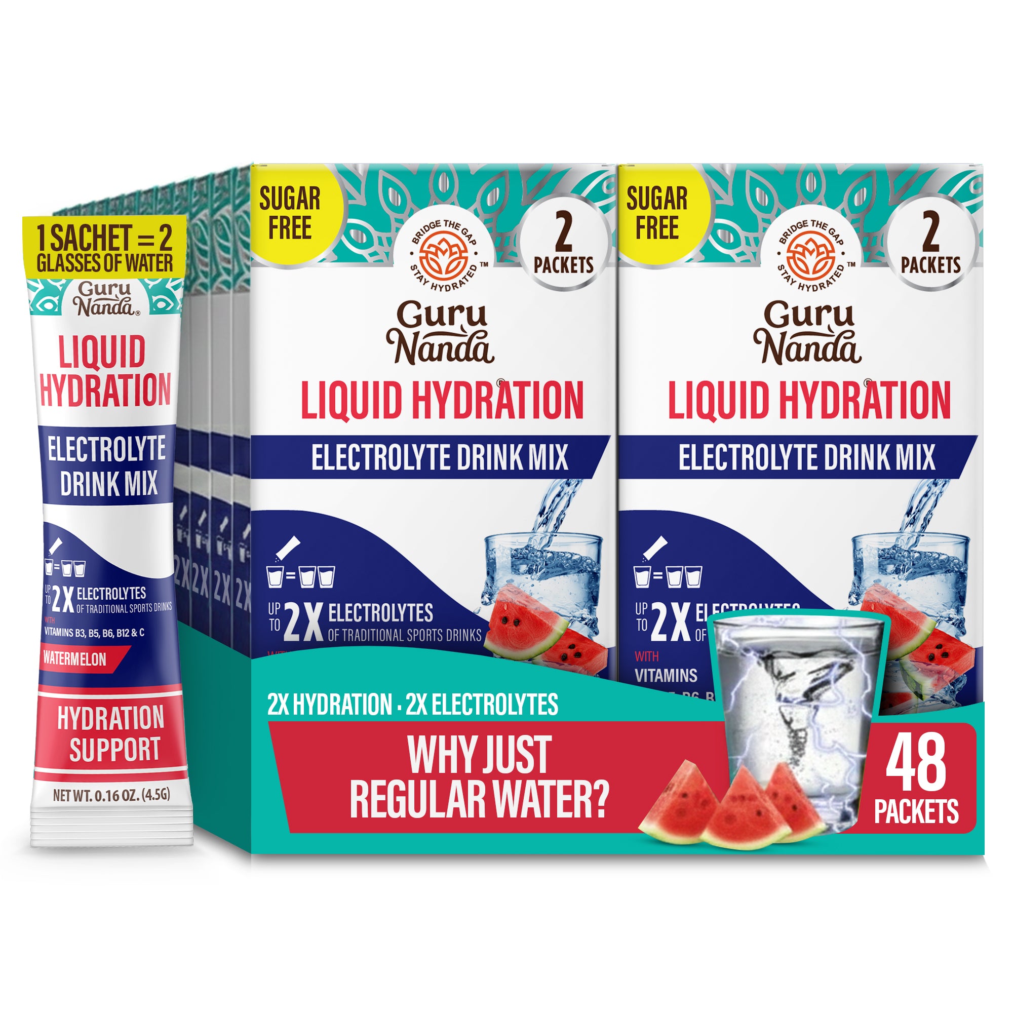 Hydramate Hydration Electrolyte Drink Mix, Watermelon - 48 Count