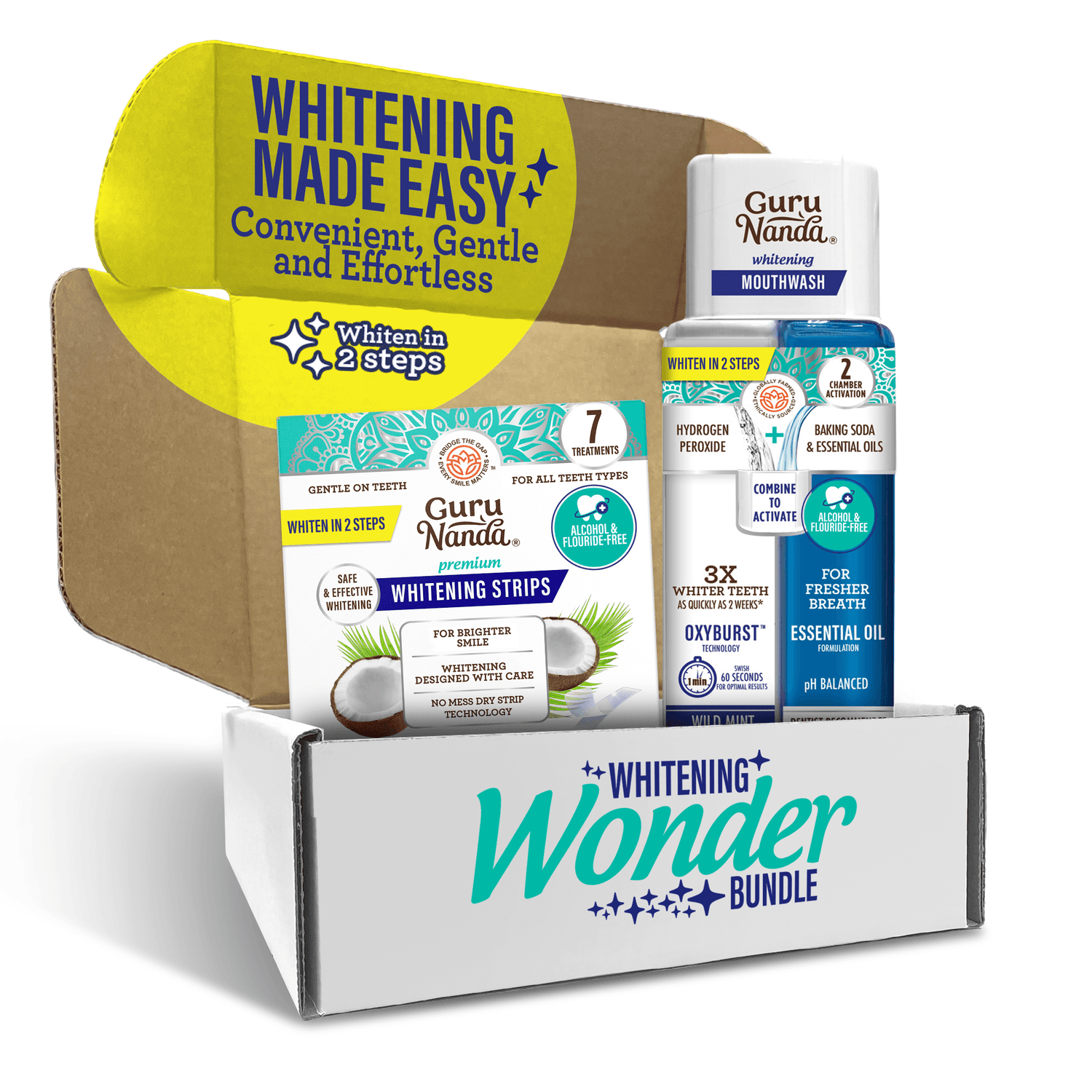 Whitening Wonder - Whitening Strips 7 day + Dual Barrel Oxyburst Mouthwash