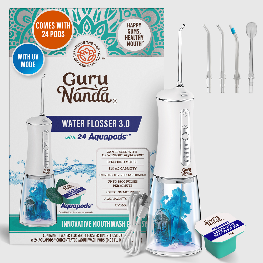 Advanced Water Flosser 3.0 with UV &amp; 24 Aquapods