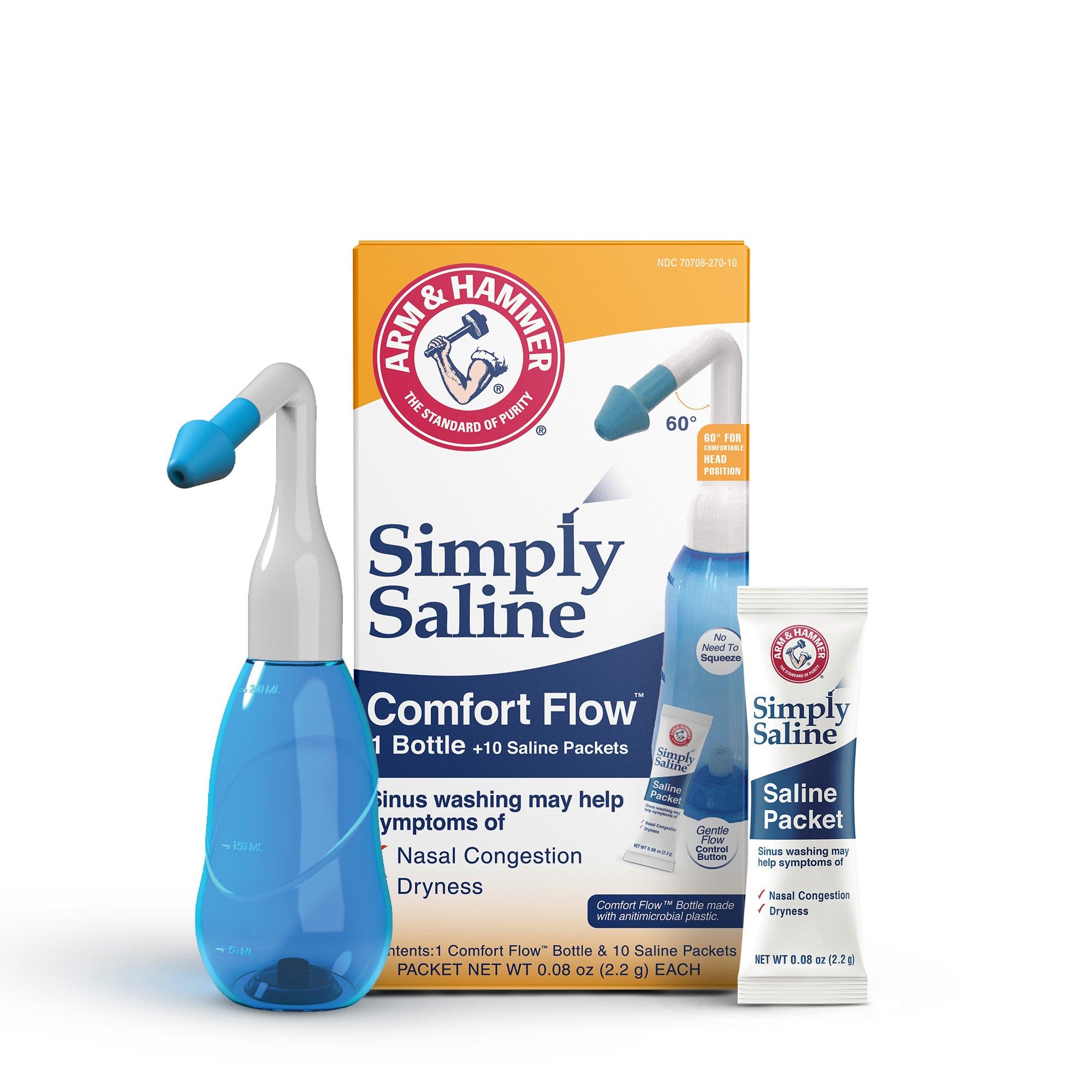 Arm & Hammer Simply Saline Comfort Flow con 10 paquetes de solución