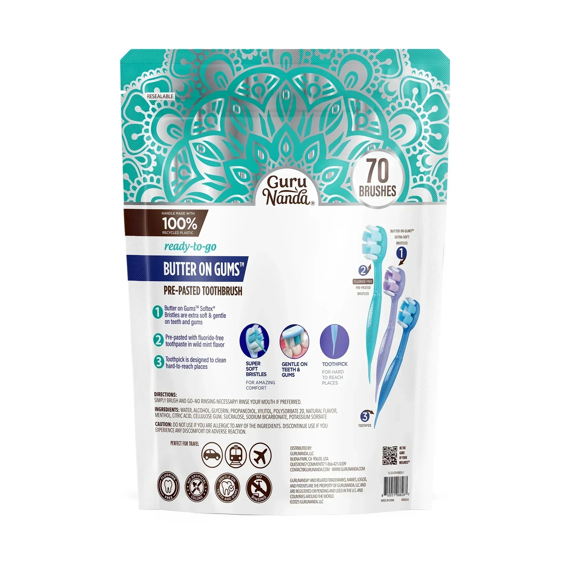 Brosses à dents pré-collées au beurre pour les gencives prêtes à l&