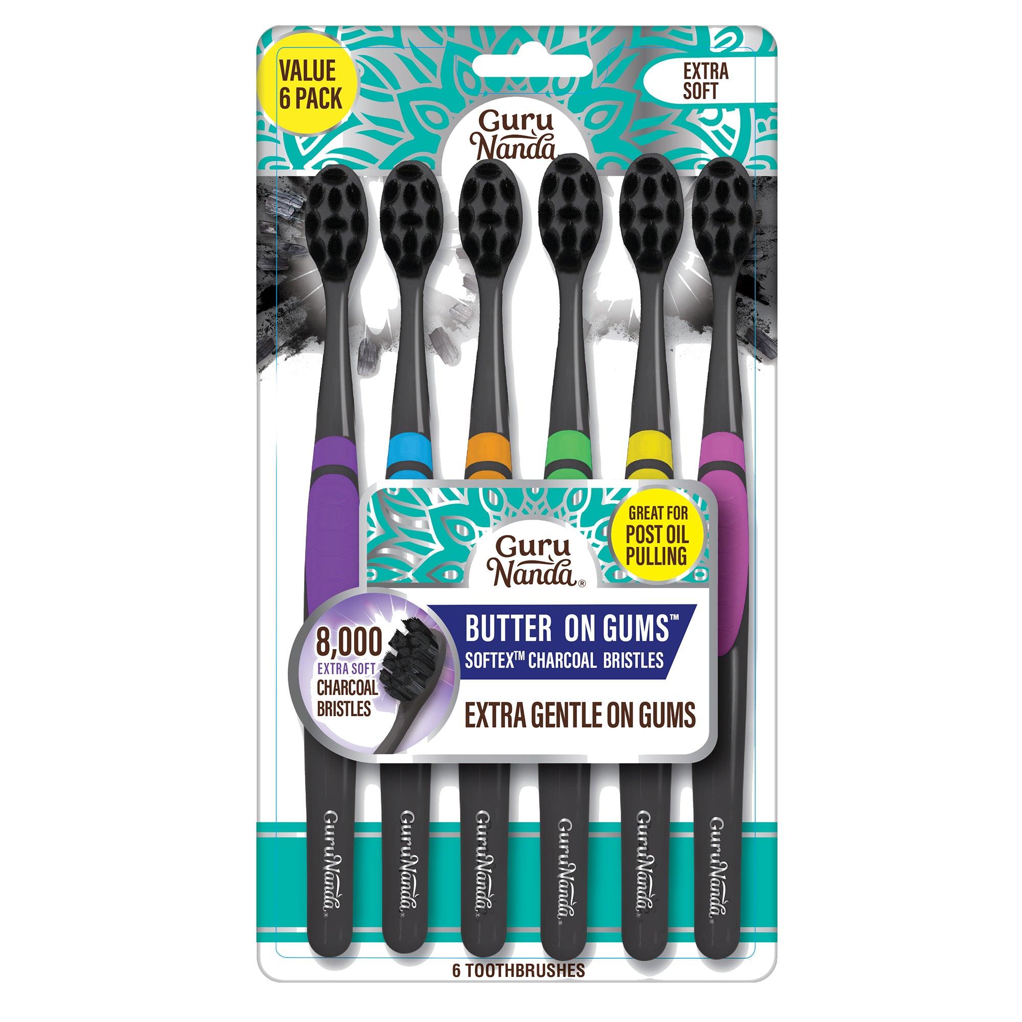 Butter on Gums Charcoal Toothbrush (6-Count) - GuruNanda