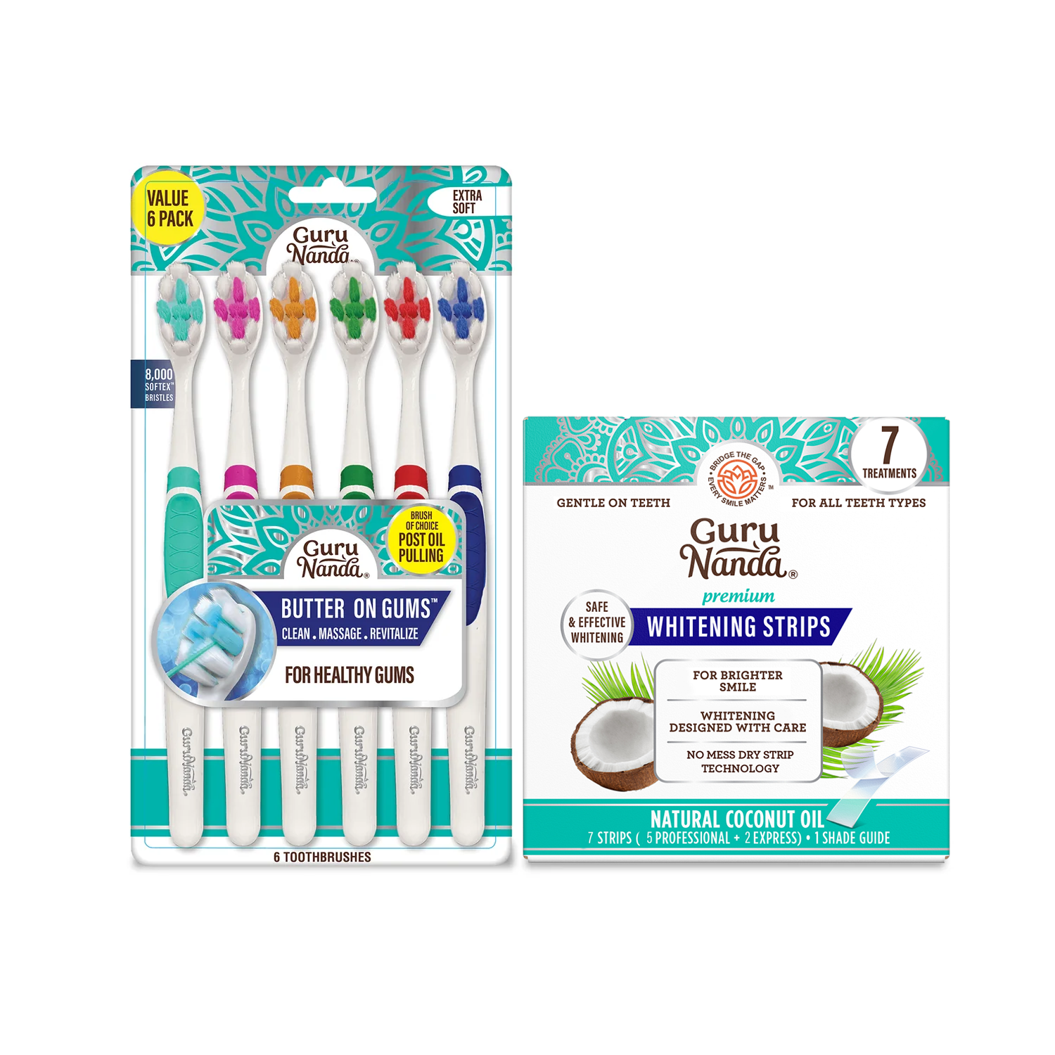 Butter on Gums Toothbrushes (6 Pack) &amp; Whitening Strips