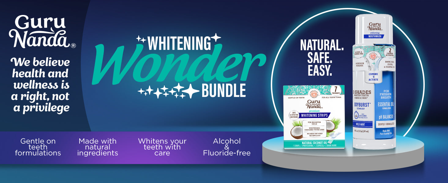 GuruNanda Dual-Barrel Oxy-Burst Mouthwash and Whitening Strips
