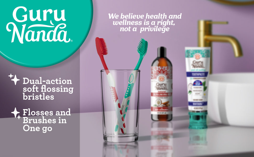 GuruNanda Floss Fusion Toothbrush 8-Pack
