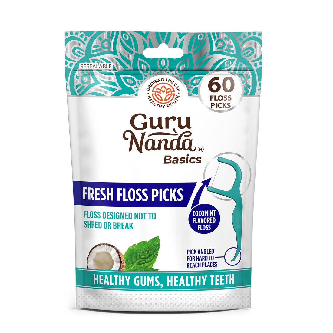 Fresh Floss Picks - 60 Pack - GuruNanda