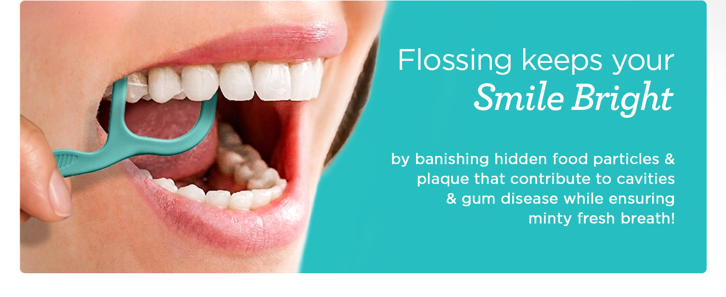 Flossing keeps your smile bright by removing hidden food particles and plaque that cause cavities and gum disease, for minty fresh breath.