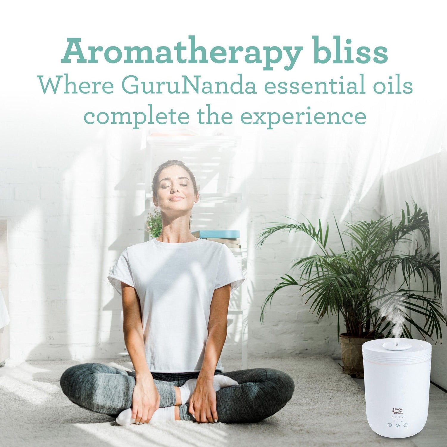 GuruNanda Modern Essential Oil Diffuser, White - 6 Hours of Aromatherapy 