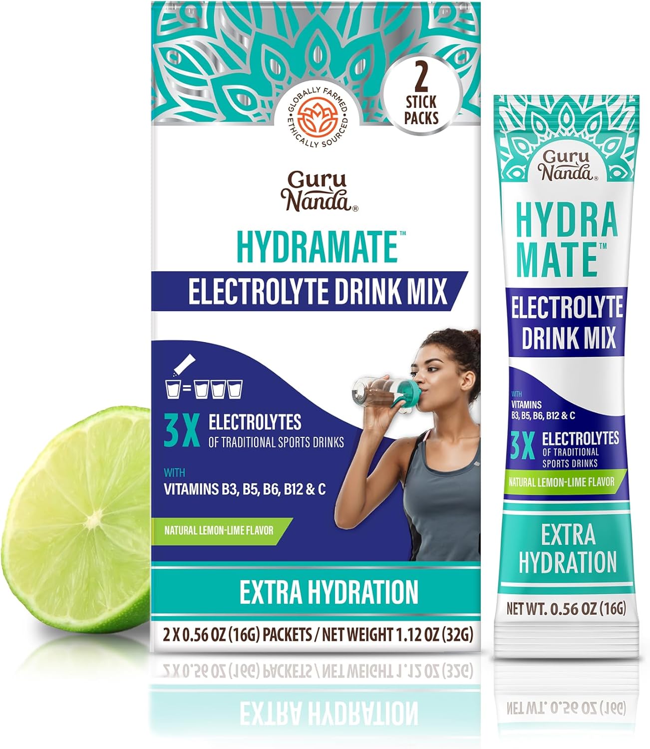 Hydramate Hydration Electrolyte Drink Mix, Lemon Lime - 1 Count (2 Sachets)