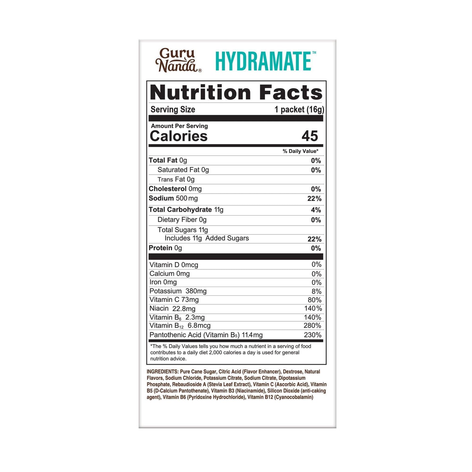 Hydramate Hydration Electrolyte Drink Mix, Lemon Lime - 12 Count (24 Sachets)