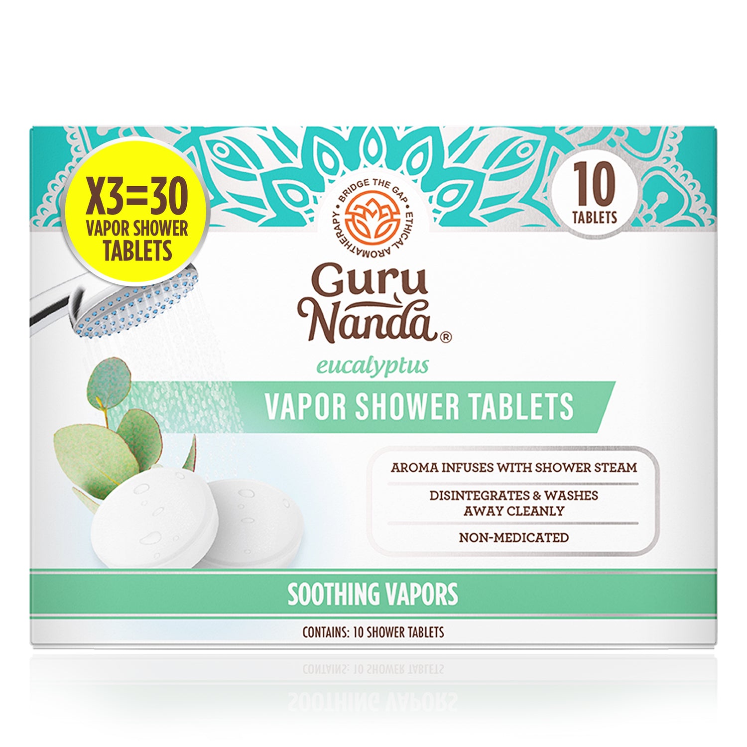 Pastillas de ducha de vapor de eucalipto GuruNanda - Paquete de 30