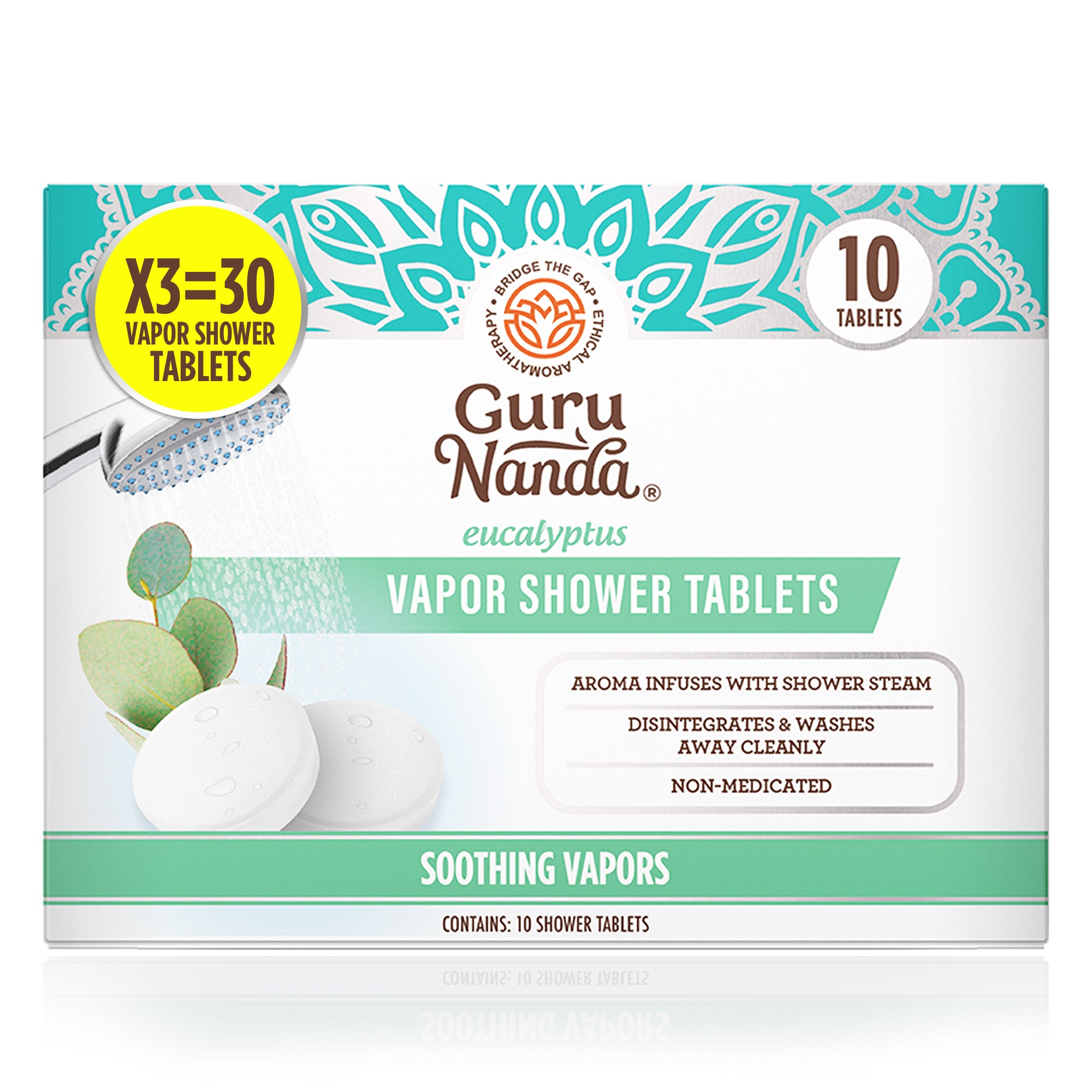 Pastillas de ducha de vapor de eucalipto GuruNanda - Paquete de 30