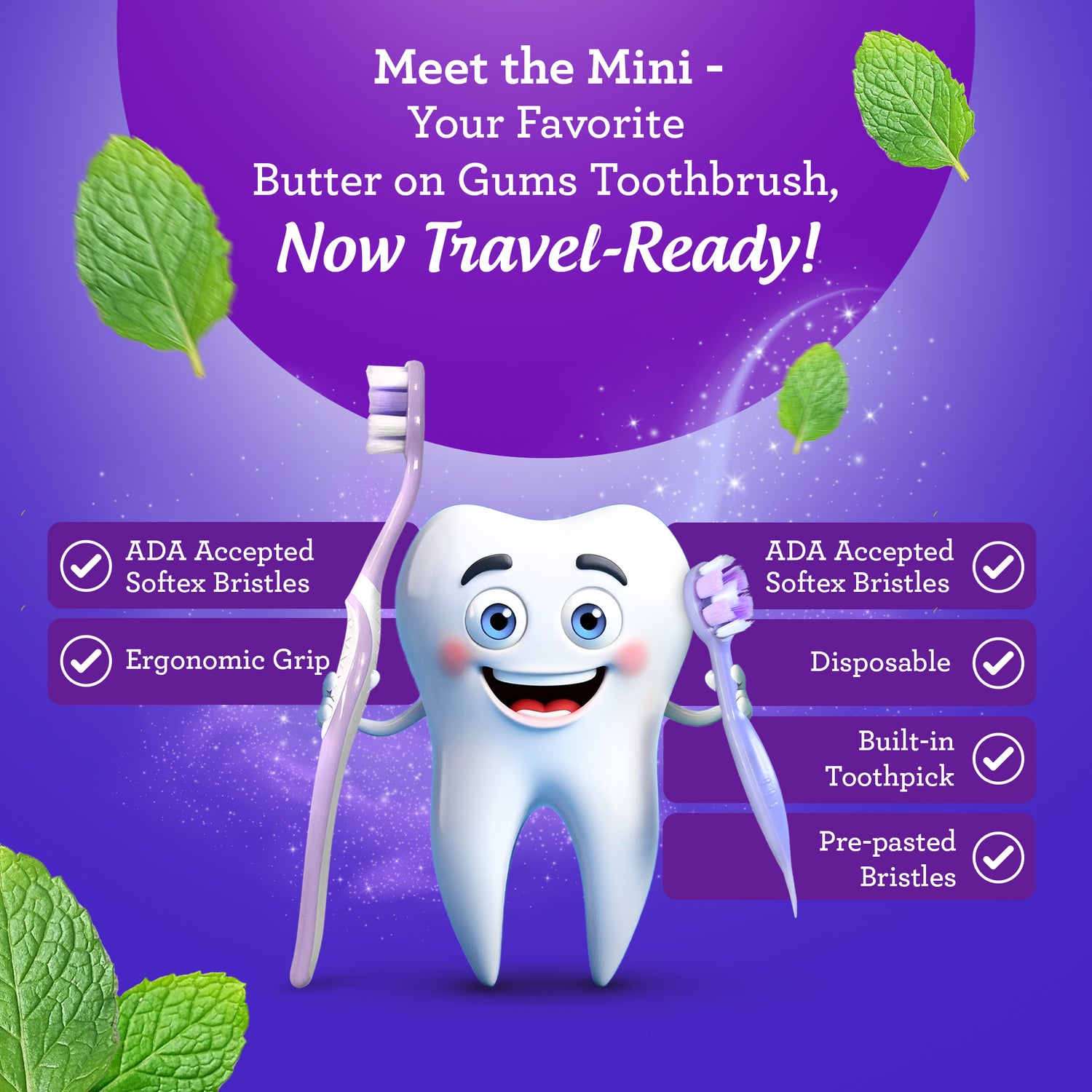 Ready-to-Go Butter on Gums Pre-Pasted Toothbrushes - 5 Count