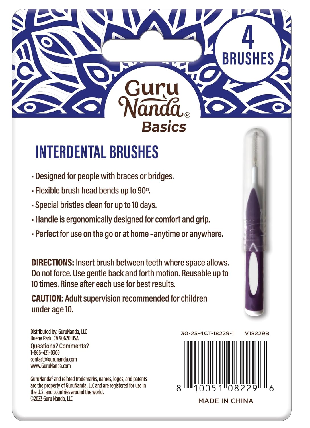 Interdental Brushes with Caps - Mint Flavor (4 Count)