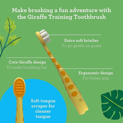 Kids Butter on Gums Giraffe Training Toothbrush with Cover (1-Pack) - GuruNanda