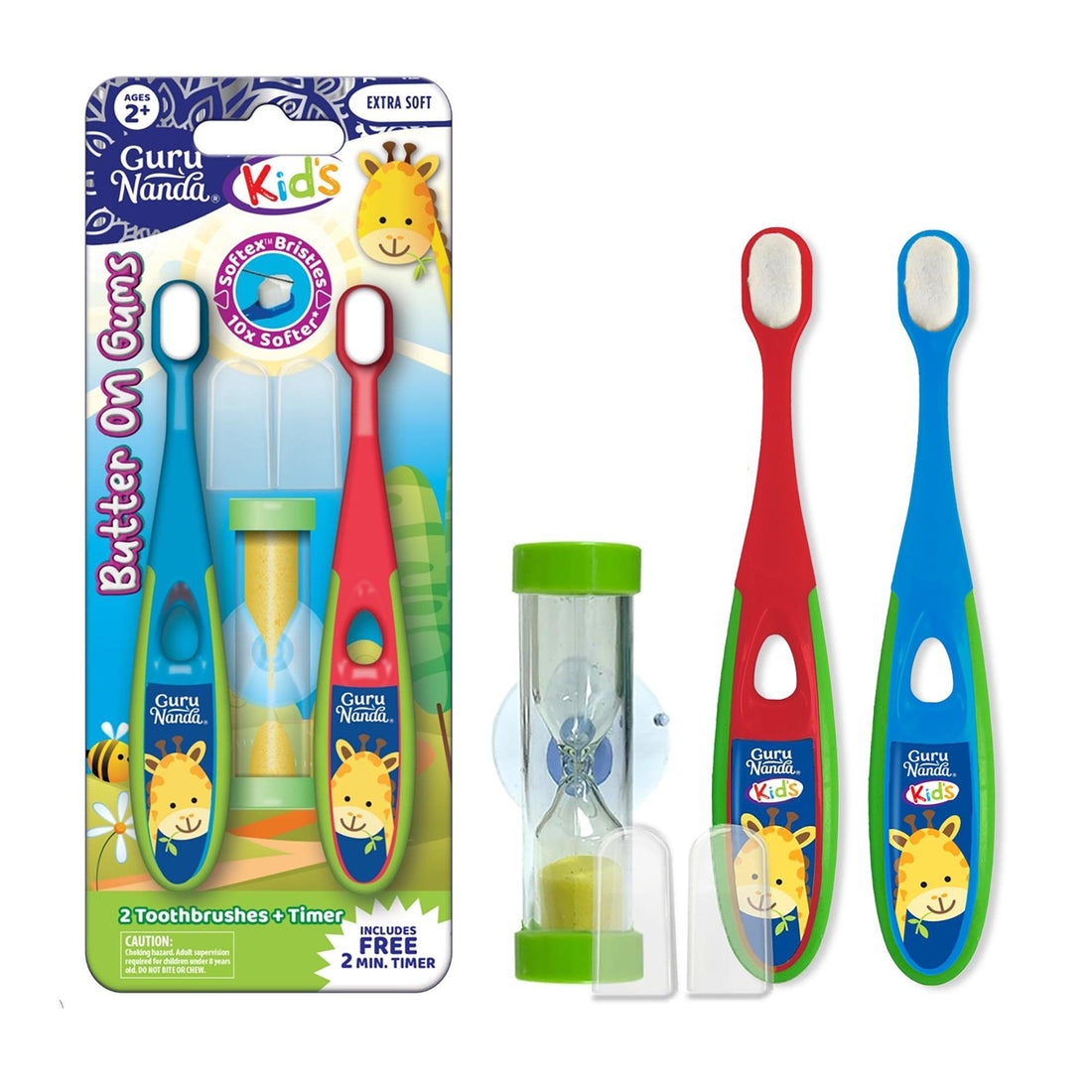 Kids Butter on Gums Toddler Toothbrush Set with Timer - GuruNanda