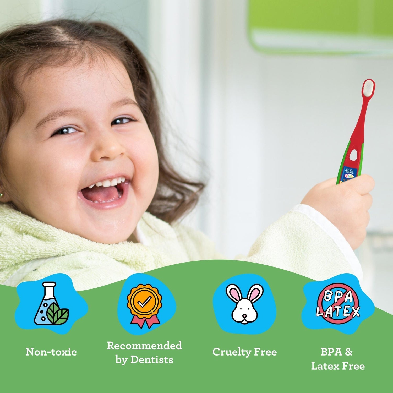 Kids Butter on Gums Toddler Toothbrush Set with Timer - GuruNanda