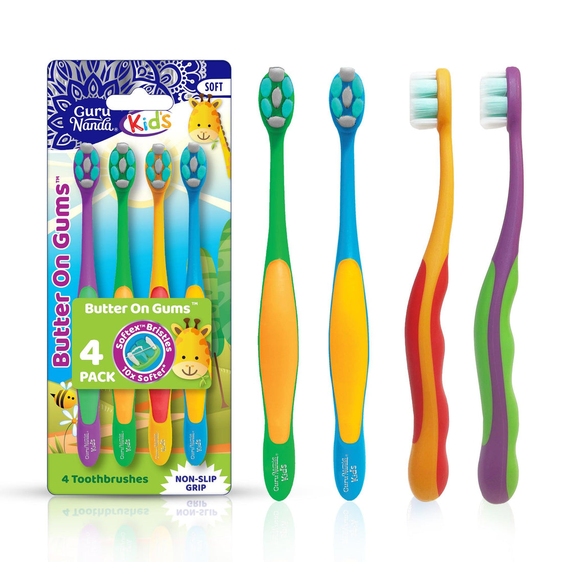 Kids Butter on Gums Toothbrush - 4 Pack - GuruNanda