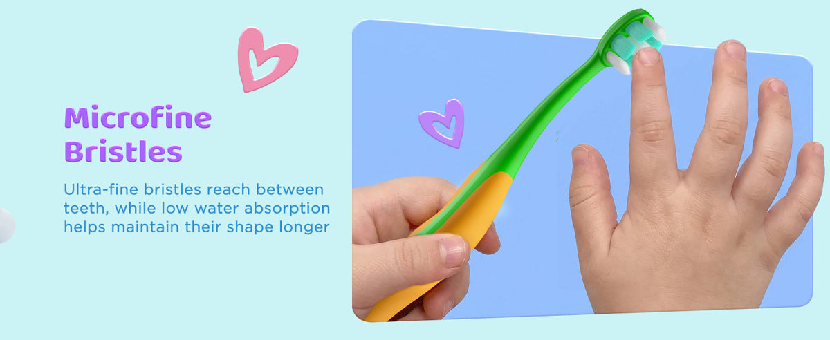 Microfine bristles reach between teeth, while low water absorption helps them keep their shape longer