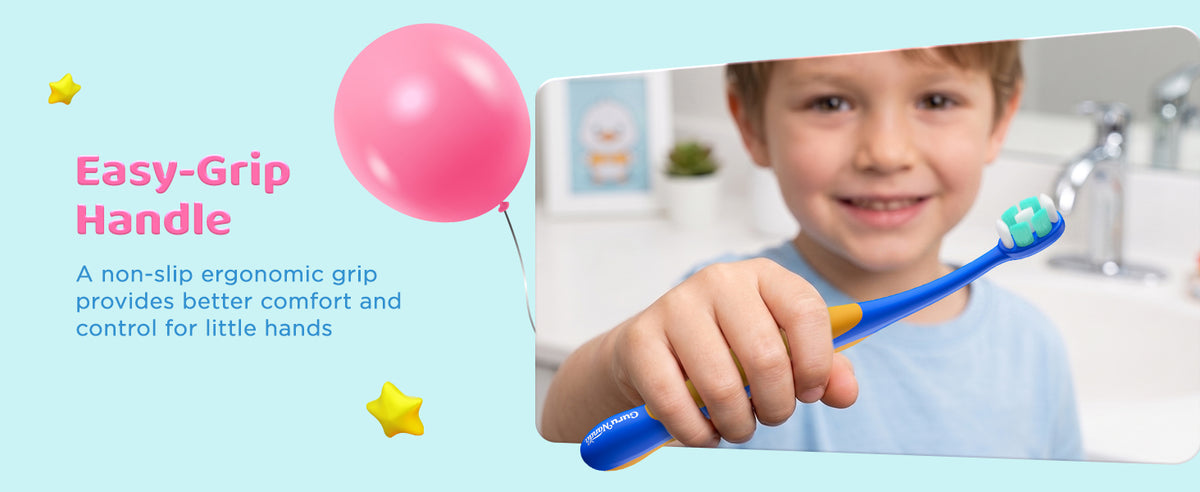 Easy-grip handle — a non-slip ergonomic grip provides better comfort and control for little hands