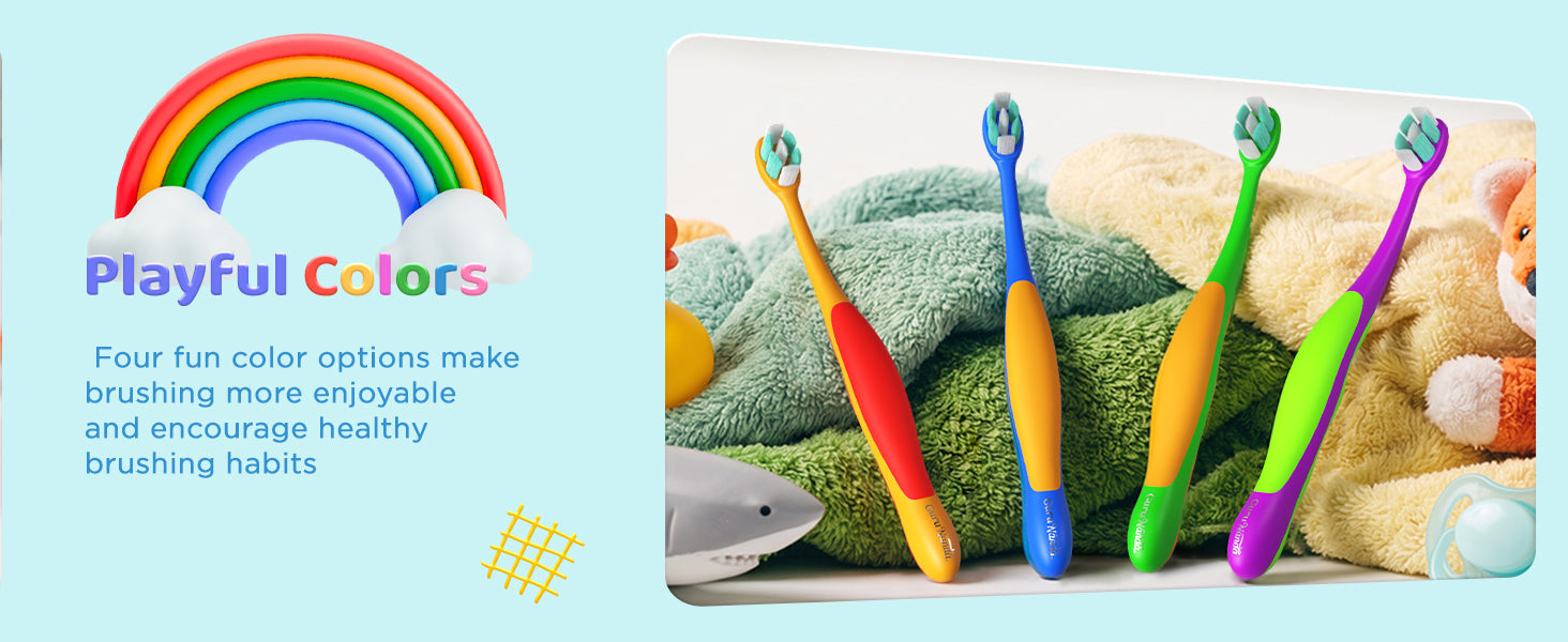 Playful colors — four fun color options make brushing more enjoyable and encourage healthy brushing habits