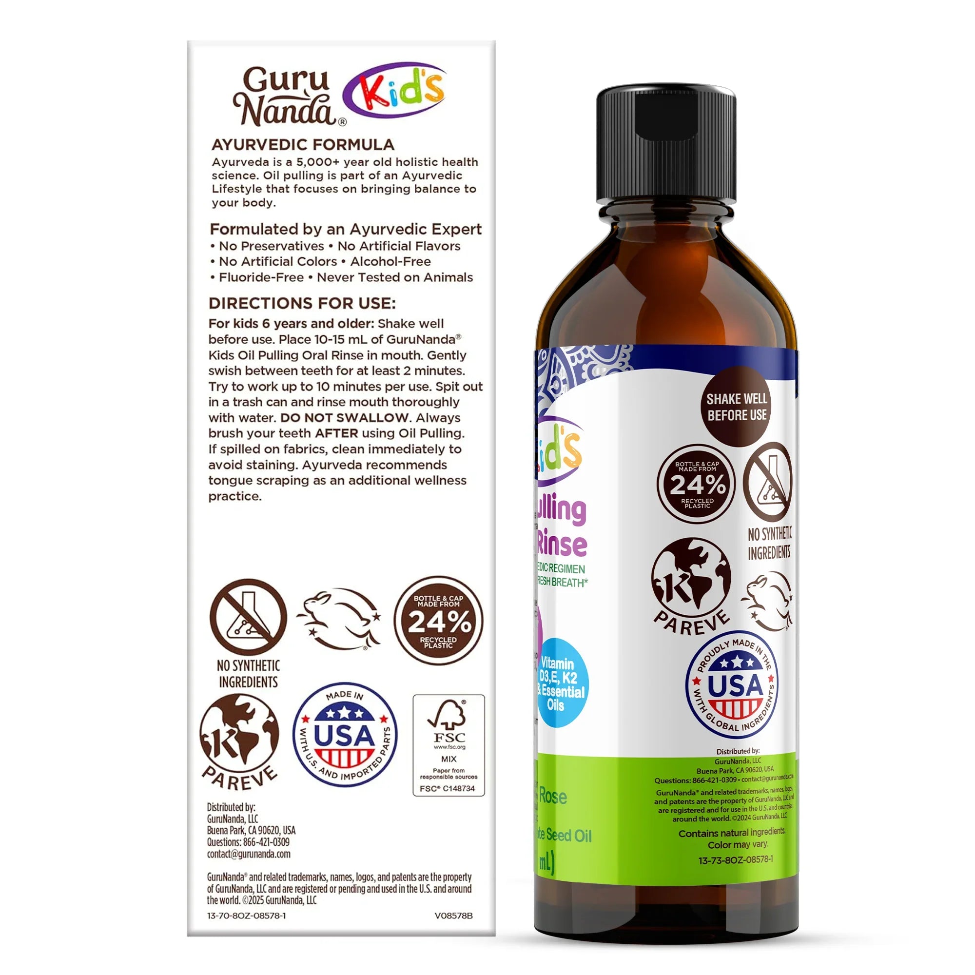 Enjuague bucal con aceite para niños - Sabor a bayas, limón y rosa - 226 g 
