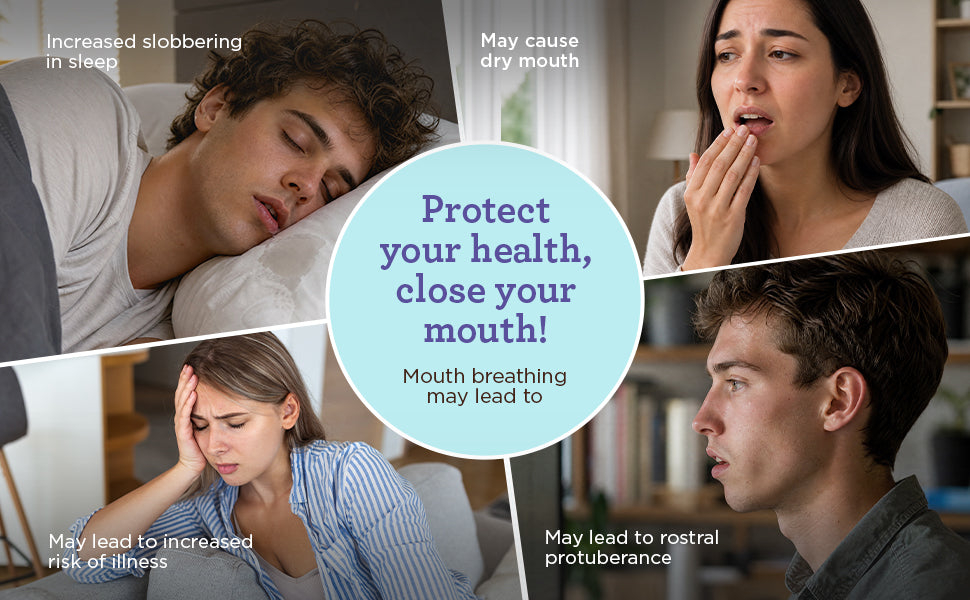 Protect your health, close your mouth — mouth breathing may cause dry mouth, increased slobbering, higher risk of illness, and other issues