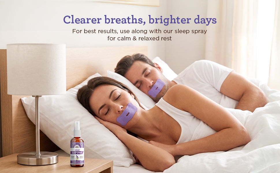 Clearer breaths, brighter days — for best results pair GuruNanda lavender mouth tape with the calming lavender sleep spray