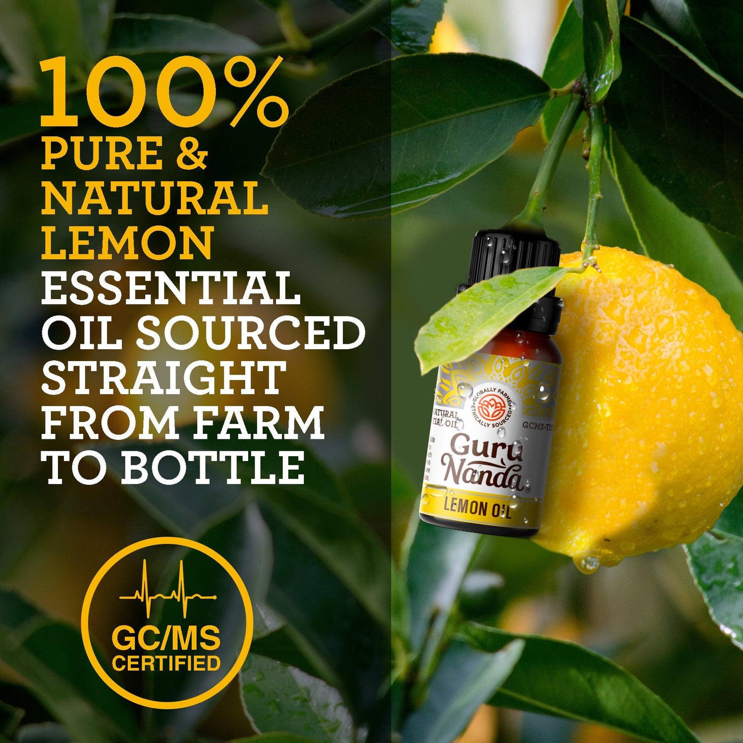 Lemon Essential Oil, 15 ML - 1 PK - GuruNanda