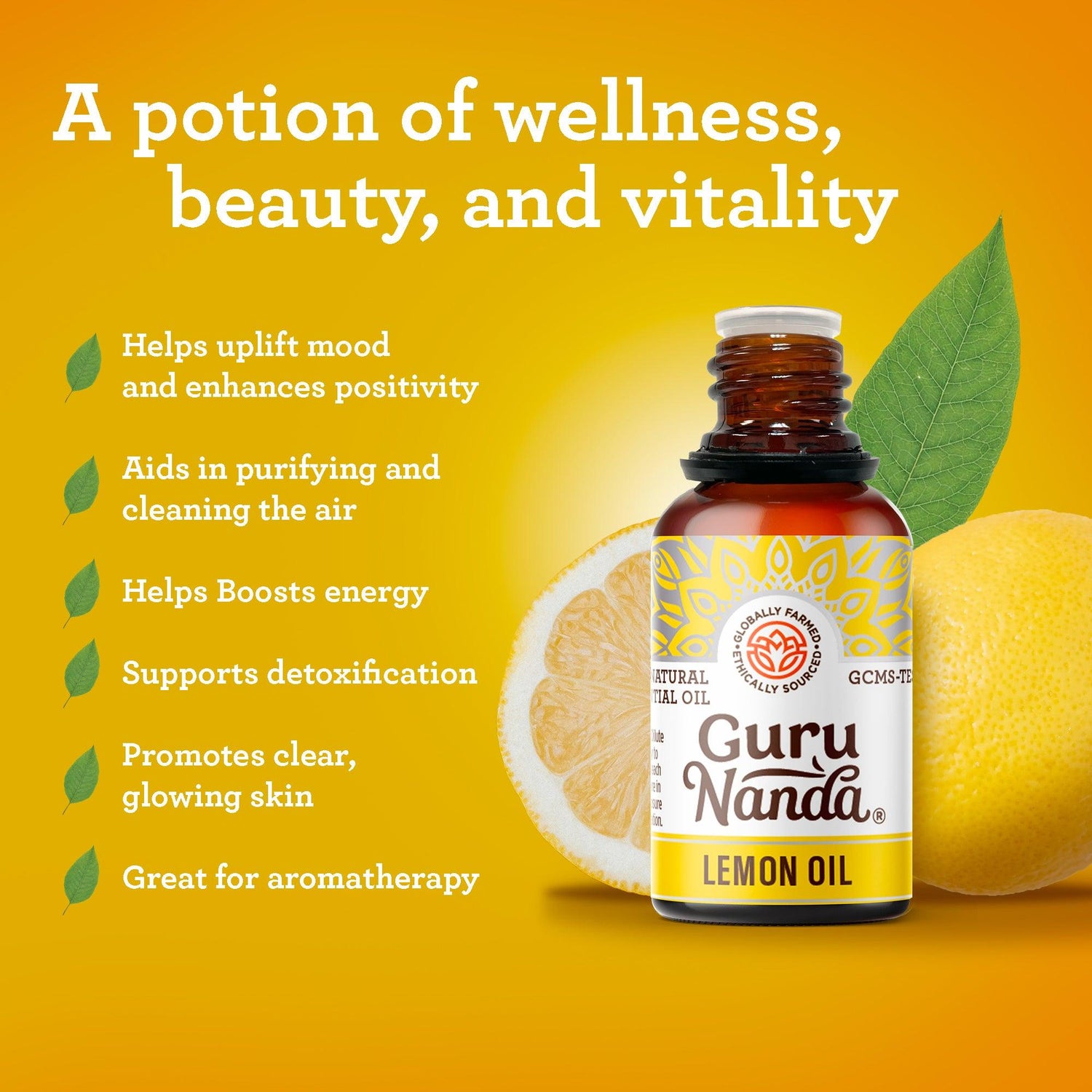 Lemon Essential Oil, 15 ML - 1 PK - GuruNanda