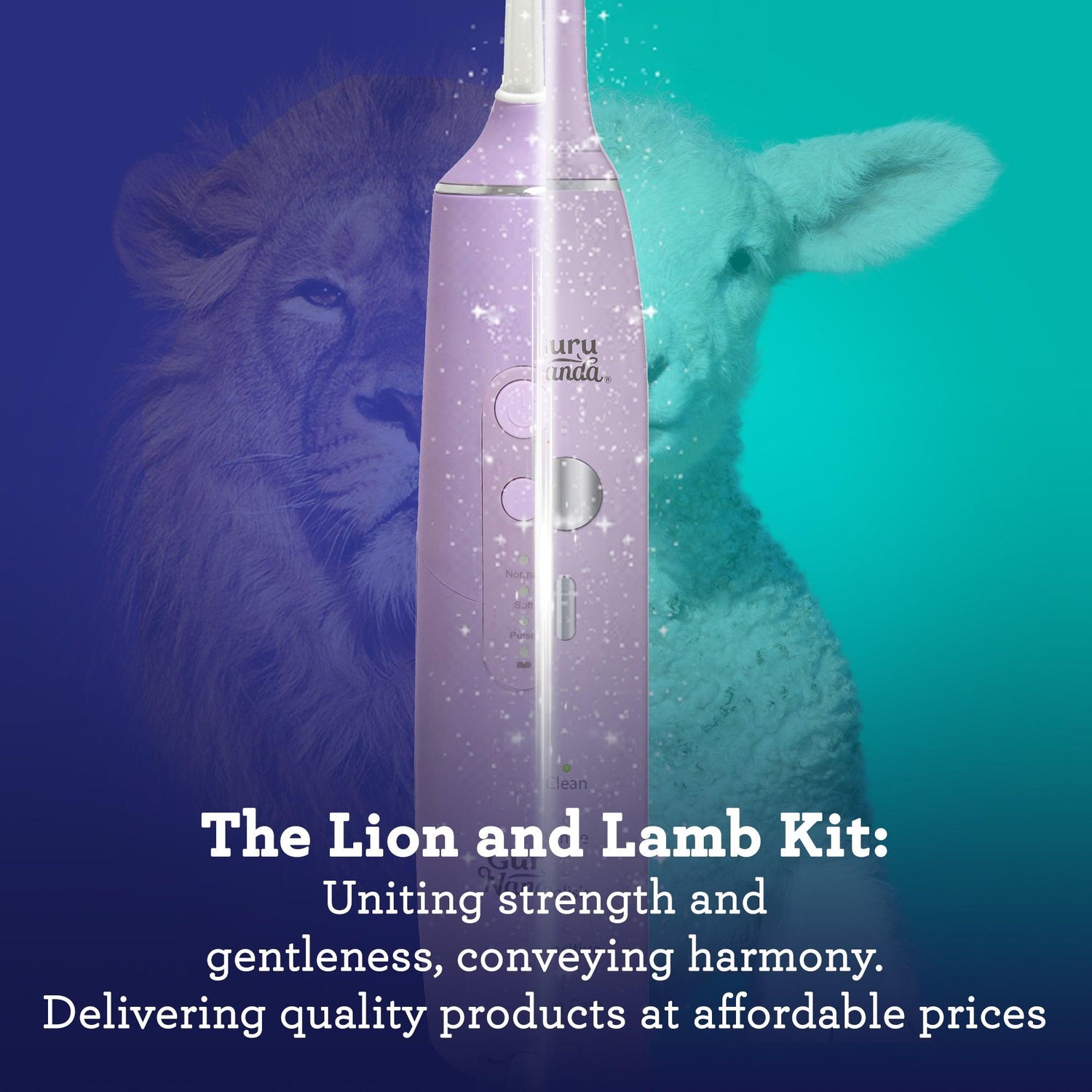 Lion &amp; Lamb Kit - Portable Water Flosser and Sonic Toothbrush - Lavender - GuruNanda