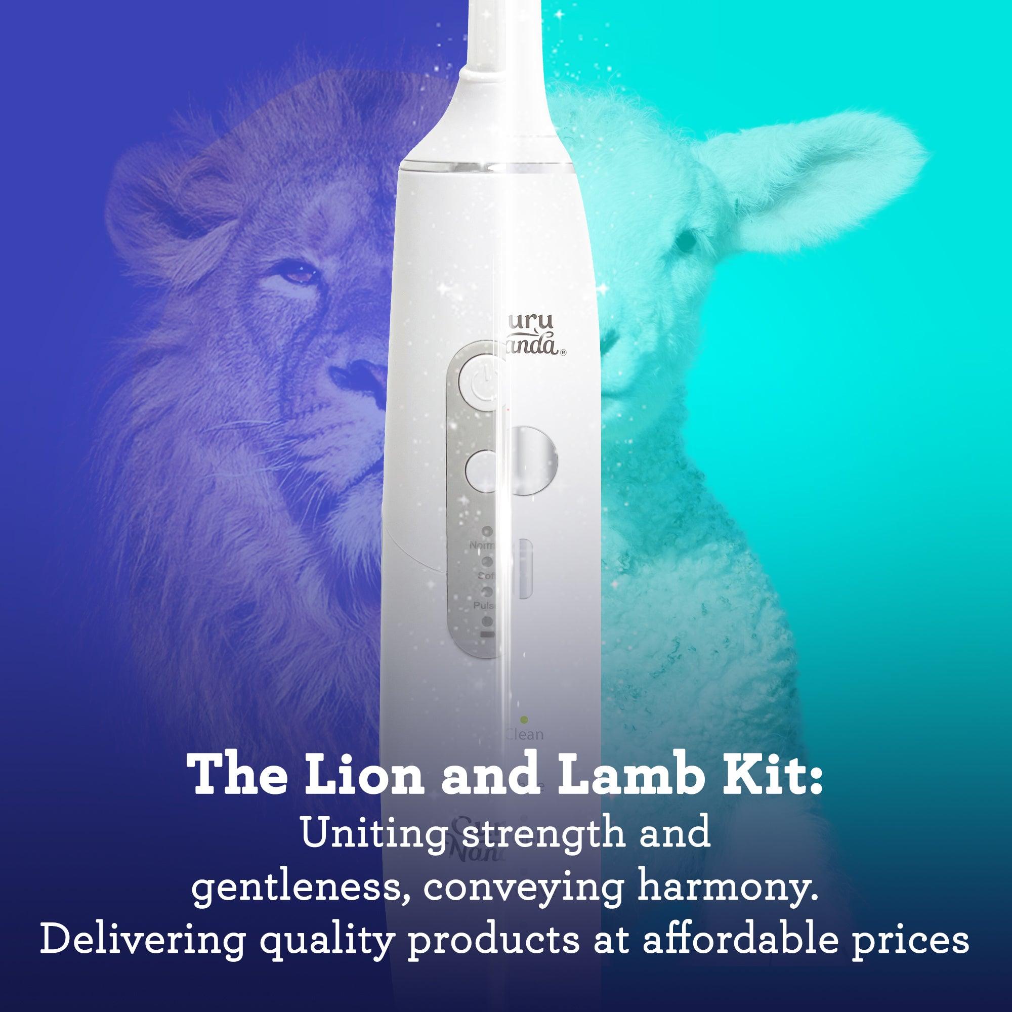 Lion &amp; Lamb Kit - Portable Water Flosser and Sonic Toothbrush - White - GuruNanda