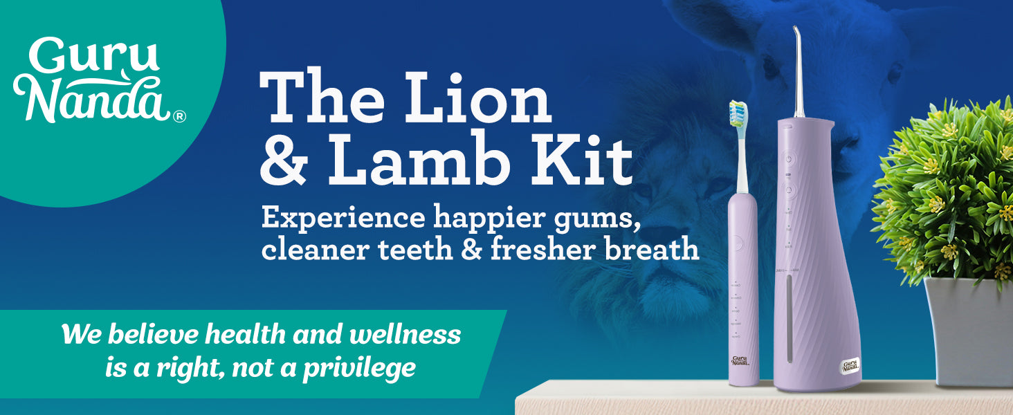 GuruNanda Lion & Lamb 2.0 Portable Sonic Toothbrush & Water Flosser