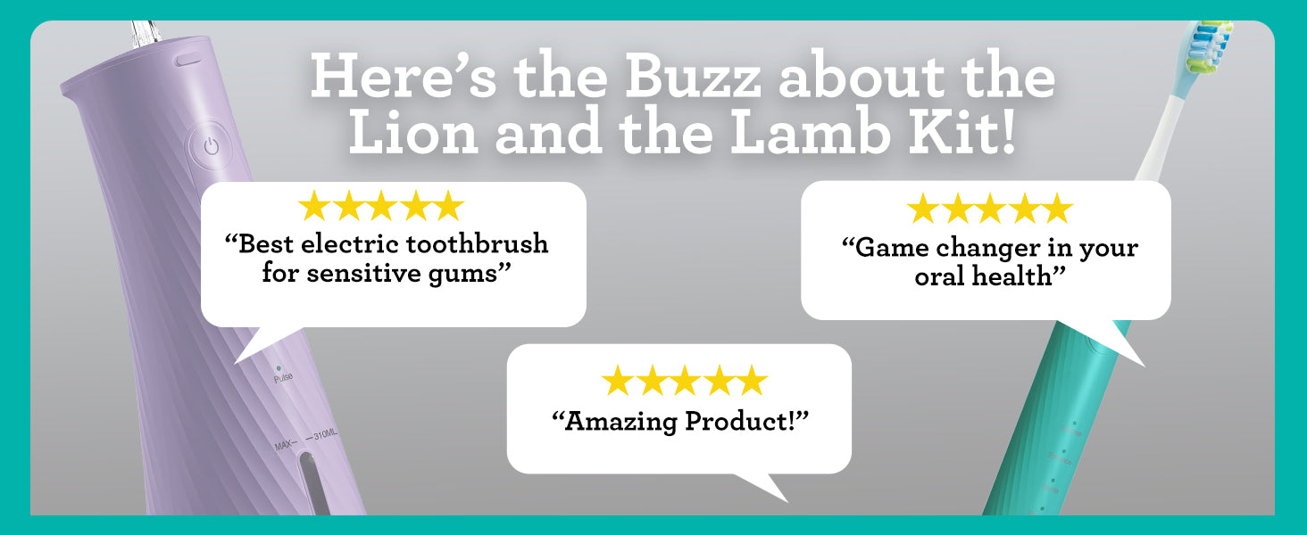GuruNanda Lion & Lamb 2.0 Portable Sonic Toothbrush & Water Flosser