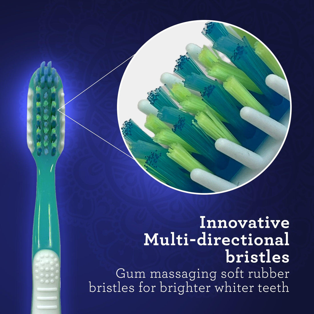 Multi-Action Toothbrush with Tongue Cleaner - Pack of 8 - GuruNanda