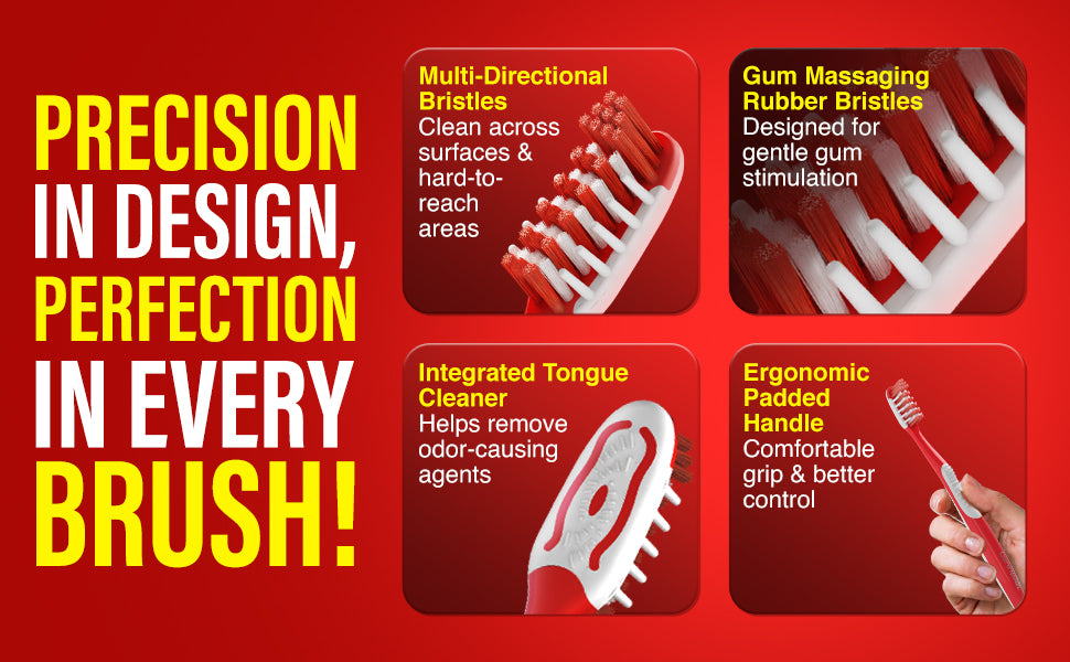 GuruNanda's Multi-Action Toothbrush, Multi-Directional Bristles, 8 Pk