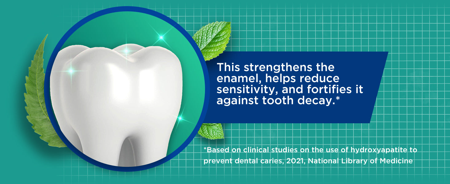 Hydroxyapatite strengthens enamel, helps reduce sensitivity, and fortifies teeth against decay