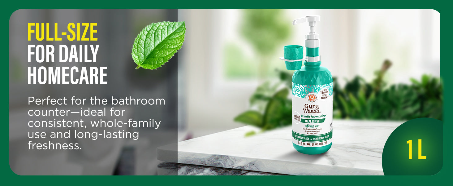 Full-size for daily homecare — the 1 L bottle is perfect for the bathroom counter and whole-family use.