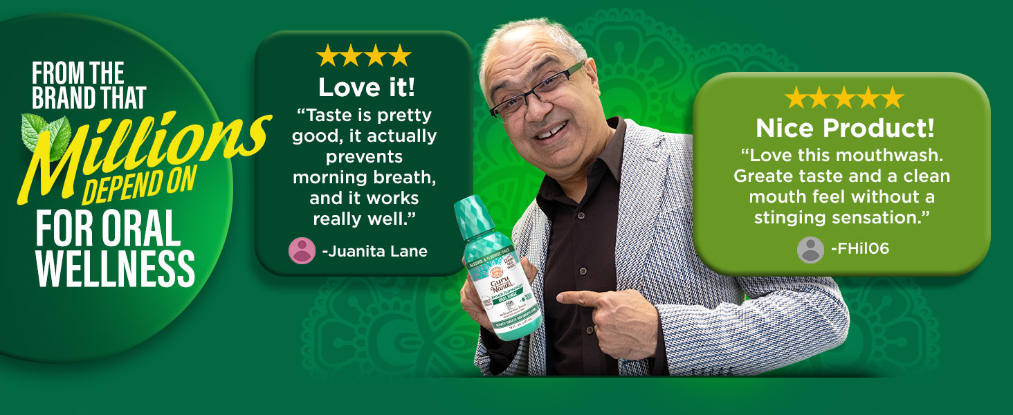 From the brand millions depend on for oral wellness — real reviews praising the taste, morning-breath prevention, and clean mouth feel without stinging.