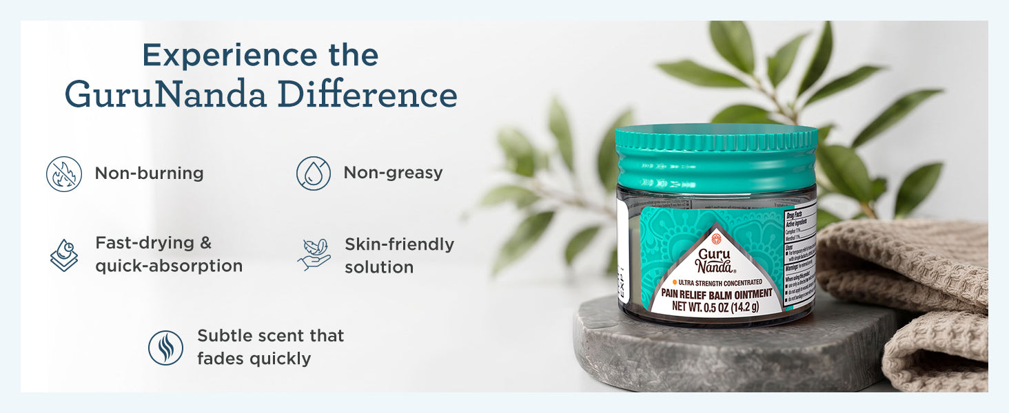 Experience the GuruNanda difference — non-burning, non-greasy, fast-drying and quick-absorbing, skin-friendly, with a subtle scent that fades quickly.