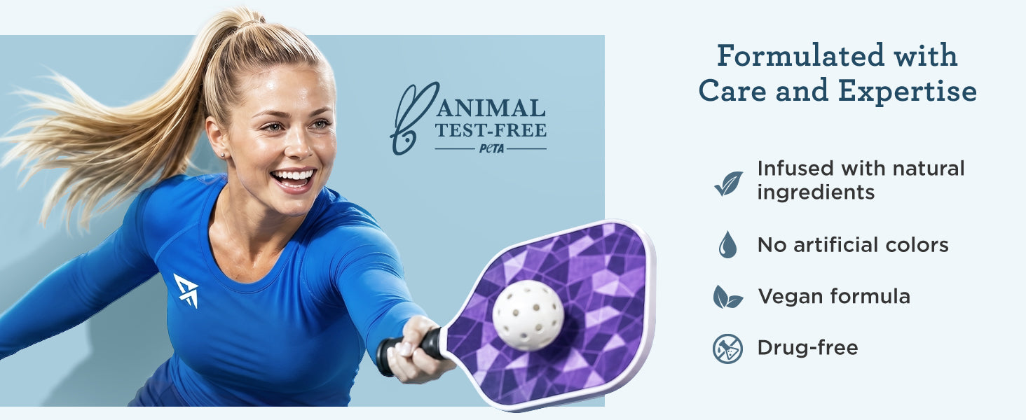 Formulated with care and expertise — animal test-free (PETA), infused with natural ingredients, no artificial colors, vegan formula, and drug-free.
