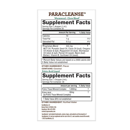 Paracleanse with Wormwood, Clove &amp; Fulvic Acid - 2 Step Liquid Supplement