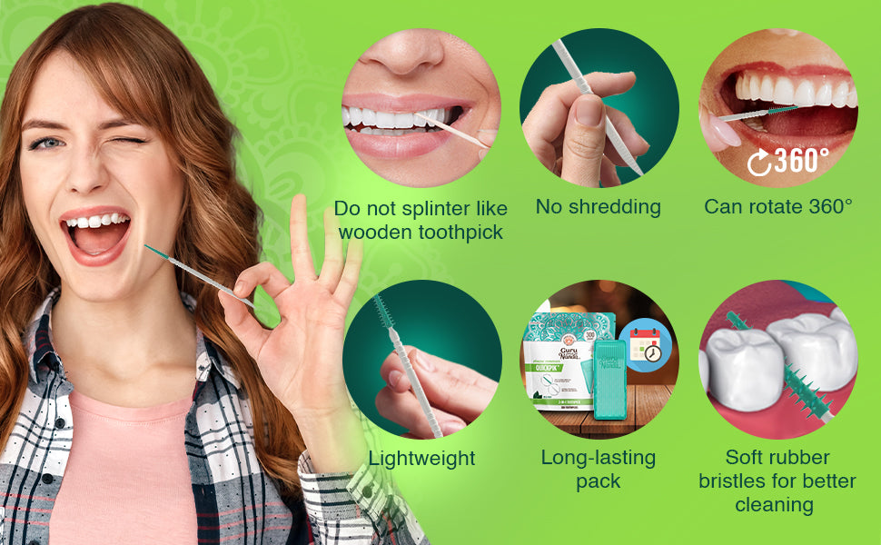 GuruNanda 2-in-1 QuickPik Toothpick 300ct with Case