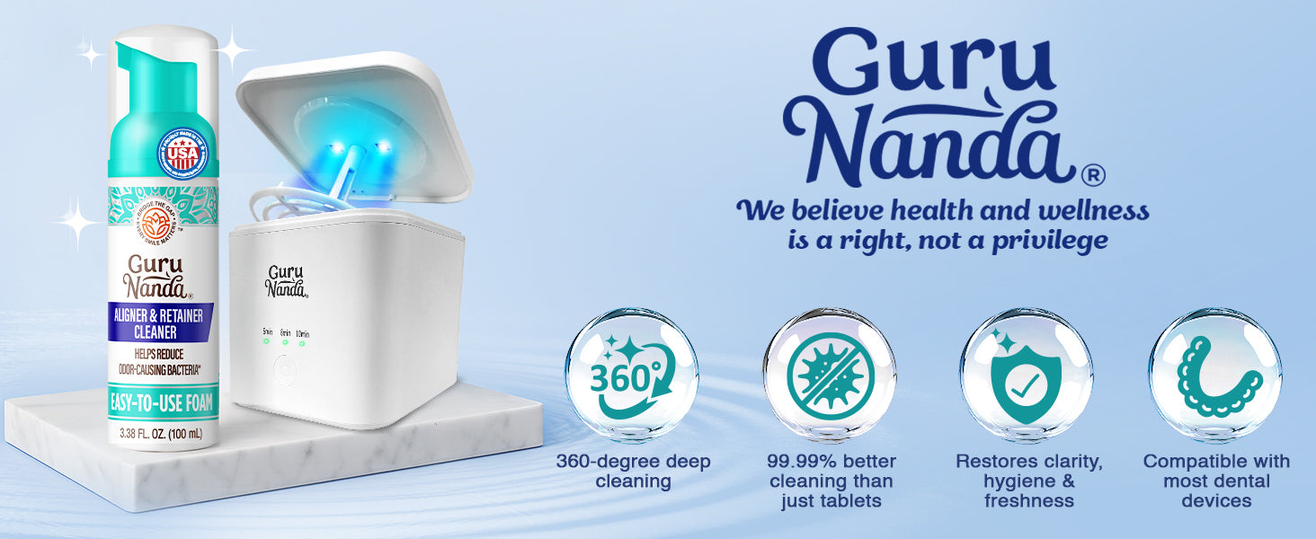 GuruNanda Retainer Denture Aligner Foam Cleaner & Cleaning Pod