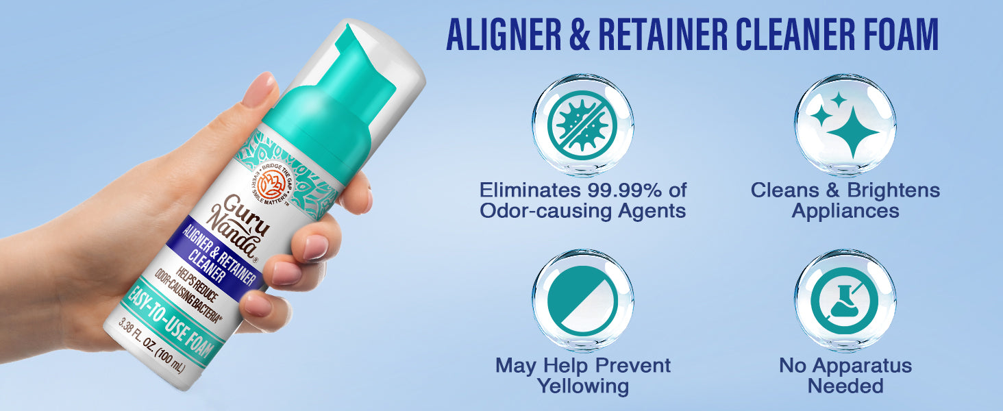 GuruNanda Retainer Denture Aligner Foam Cleaner & Cleaning Pod