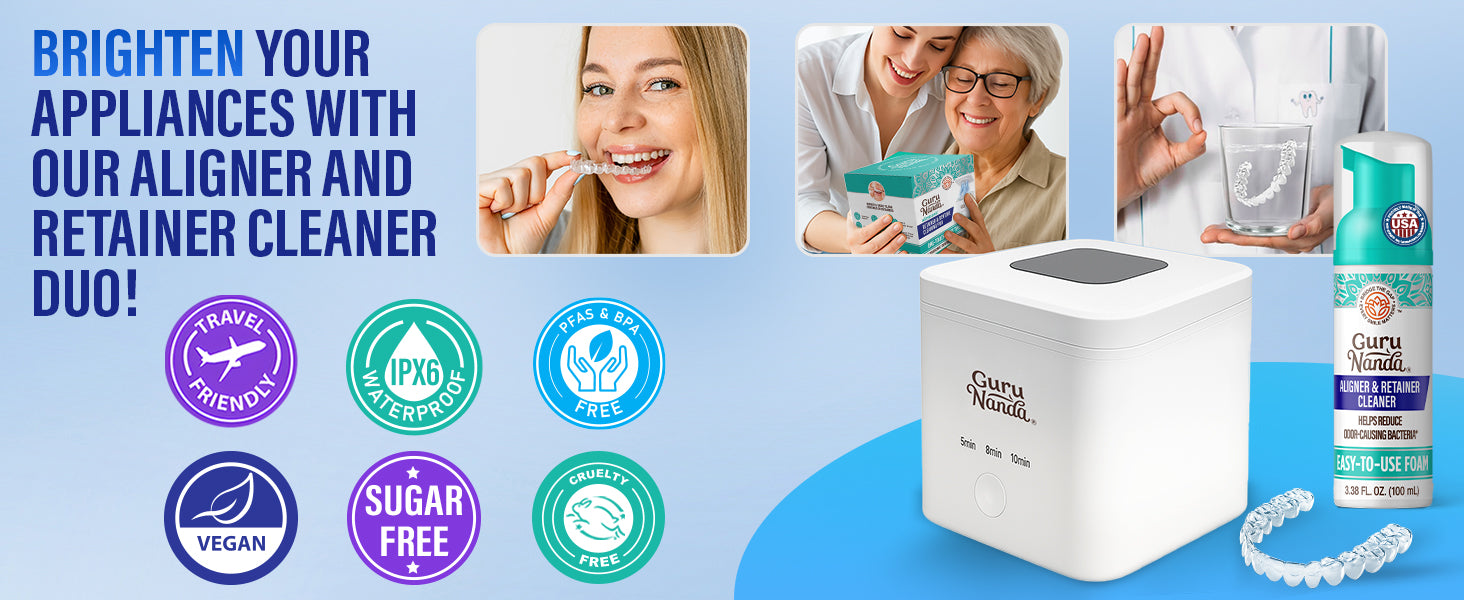 GuruNanda Retainer Denture Aligner Foam Cleaner & Cleaning Pod