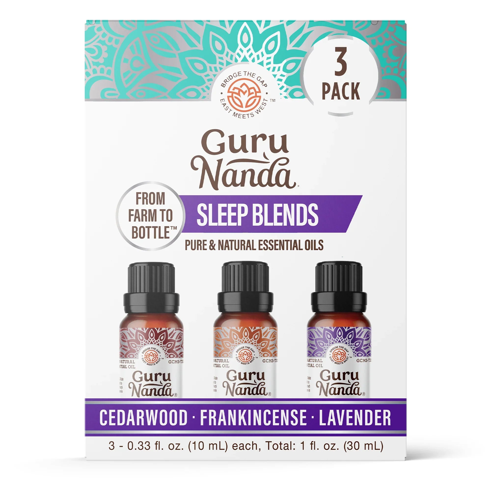GuruNanda's Sleep Essential Oils Trio Set, 100% Pure & Natural