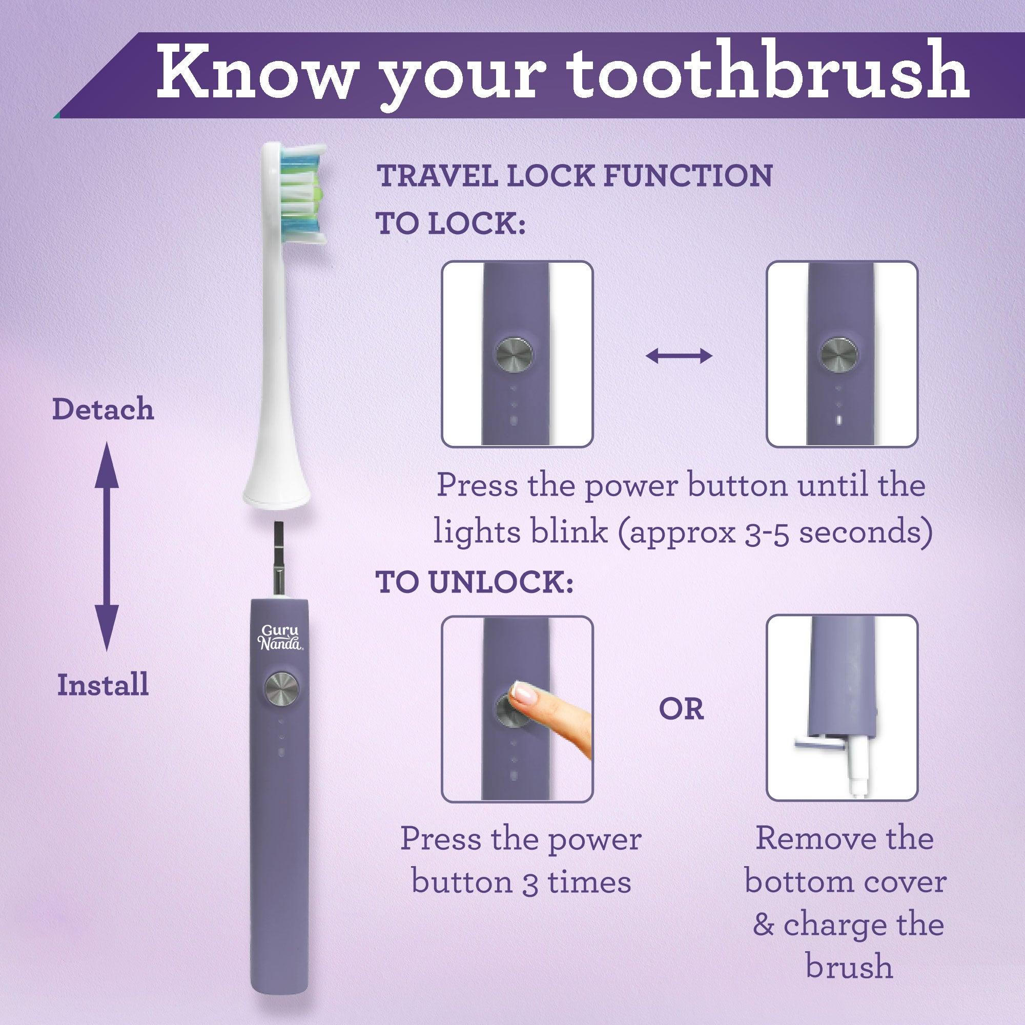 Sonic Cruiser Toothbrush With 2 Brush Heads - Lavender - GuruNanda