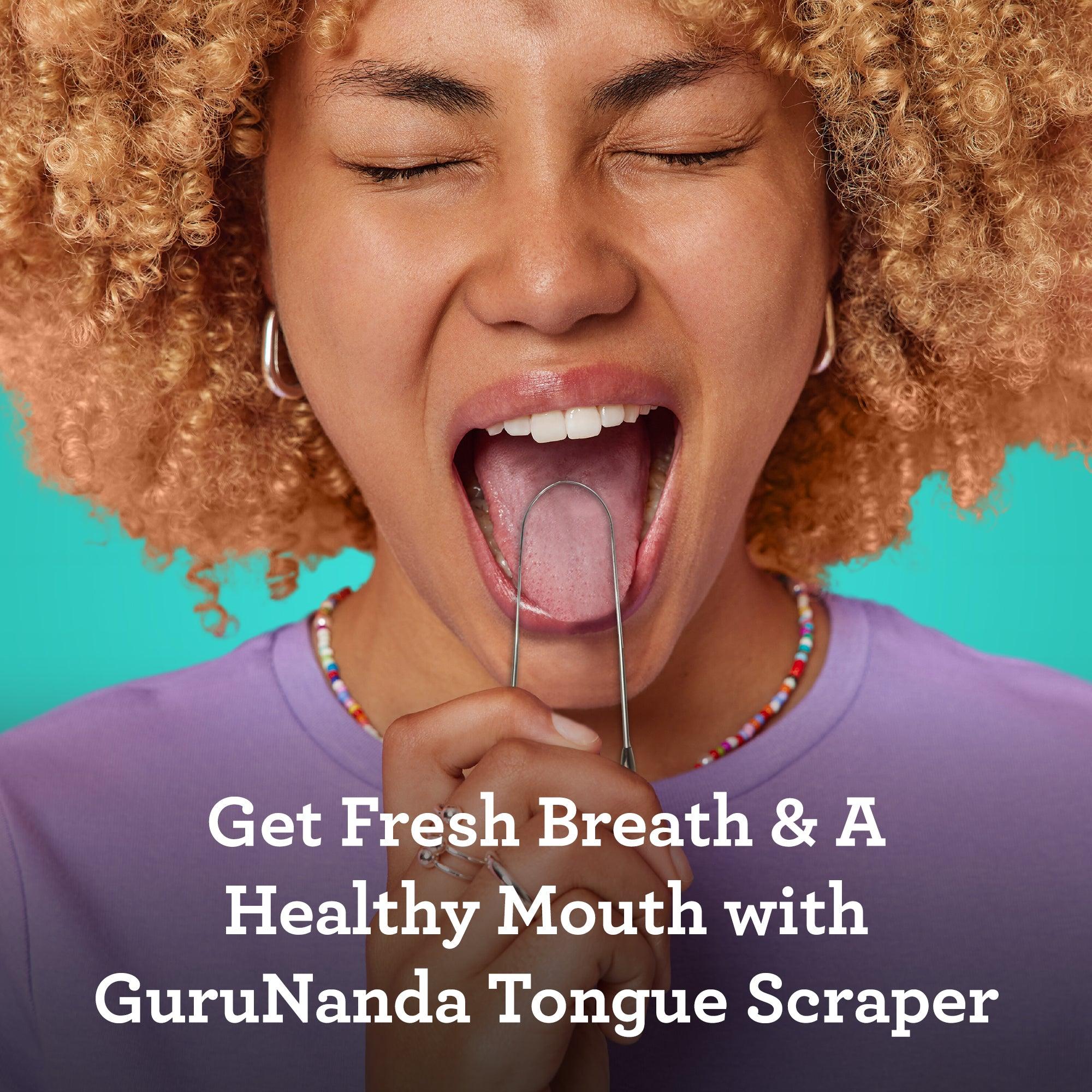 GuruNanda's Stainless Steel Spoon Shaped Tongue Scraper, 2 Ct