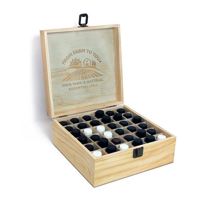 Wooden Box + 36 Miscellaneous Essential Oils - GuruNanda